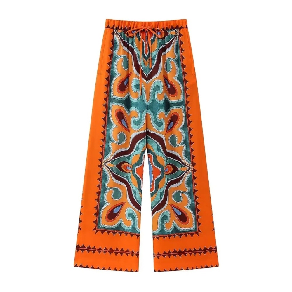 Zara NWT Flowy Printed Pants Size XL
